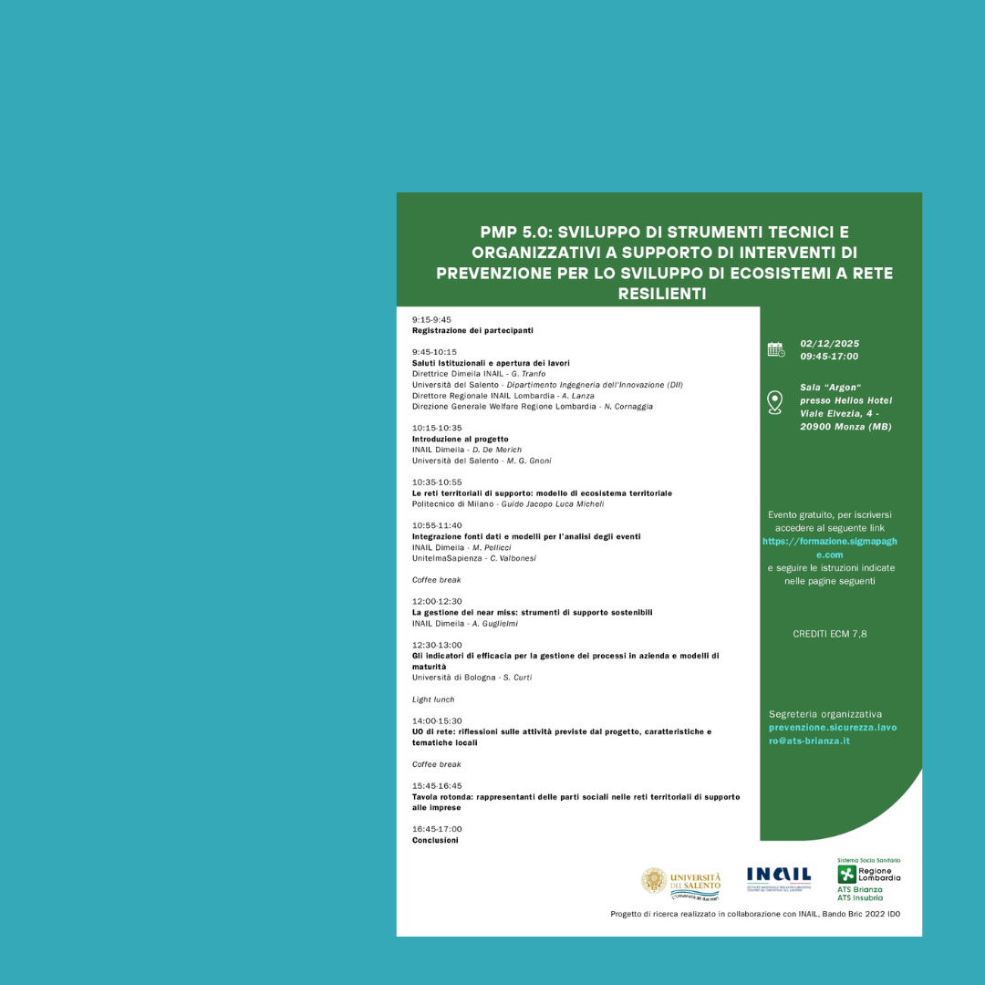 PMP 5.0: Sviluppo di Strumenti Tecnici e Organizzativi a supporto di Interventi di Prevenzione per lo Sviluppo di Ecosistemi a Rete Resilienti