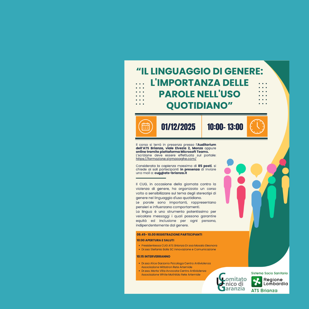 01/12/2025 Corso di formazione “Il linguaggio di genere: l&#039;importanza delle parole nell&#039;uso quotidiano”.