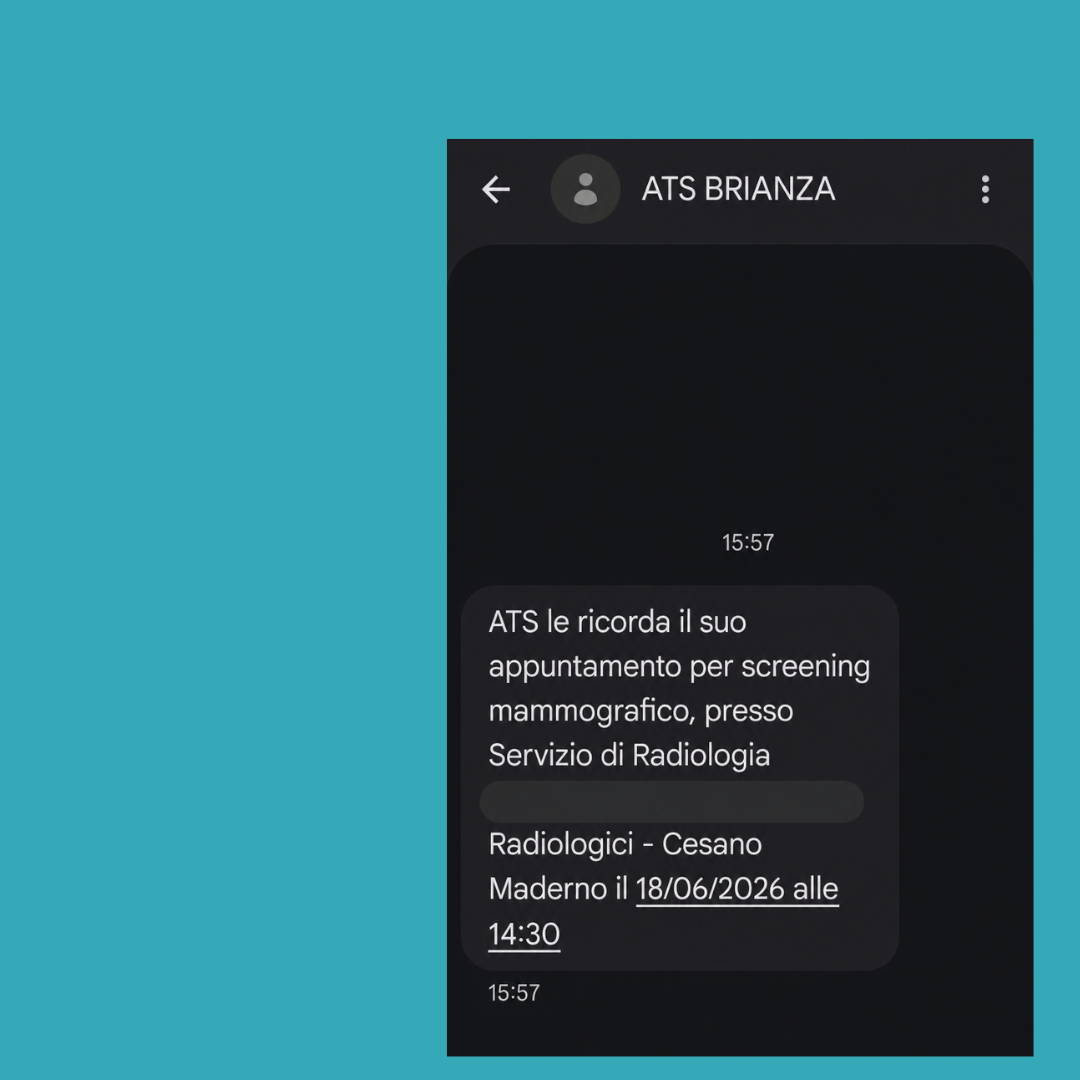 Screening mammografico: ATS Brianza invia SMS di promemoria per gli appuntamenti
